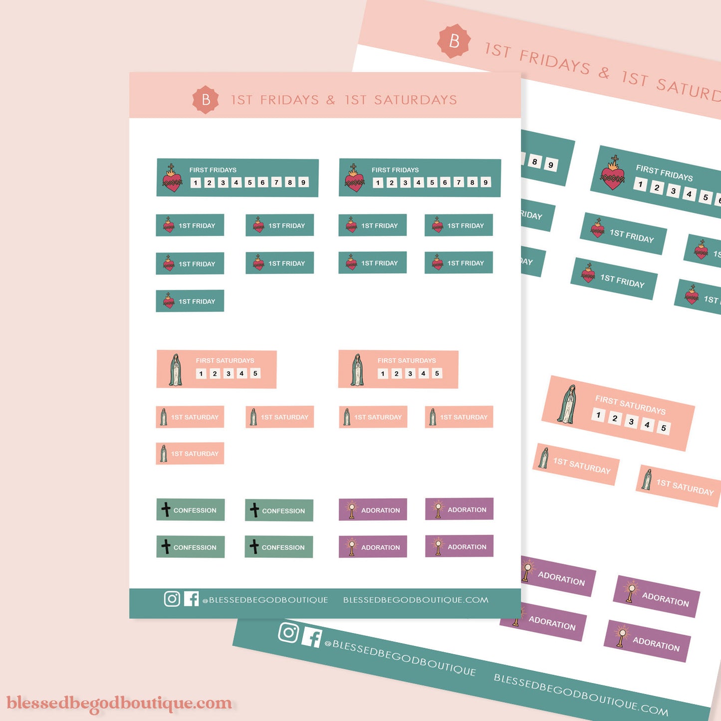 Catholic Planner stickers, First Friday, First Saturday