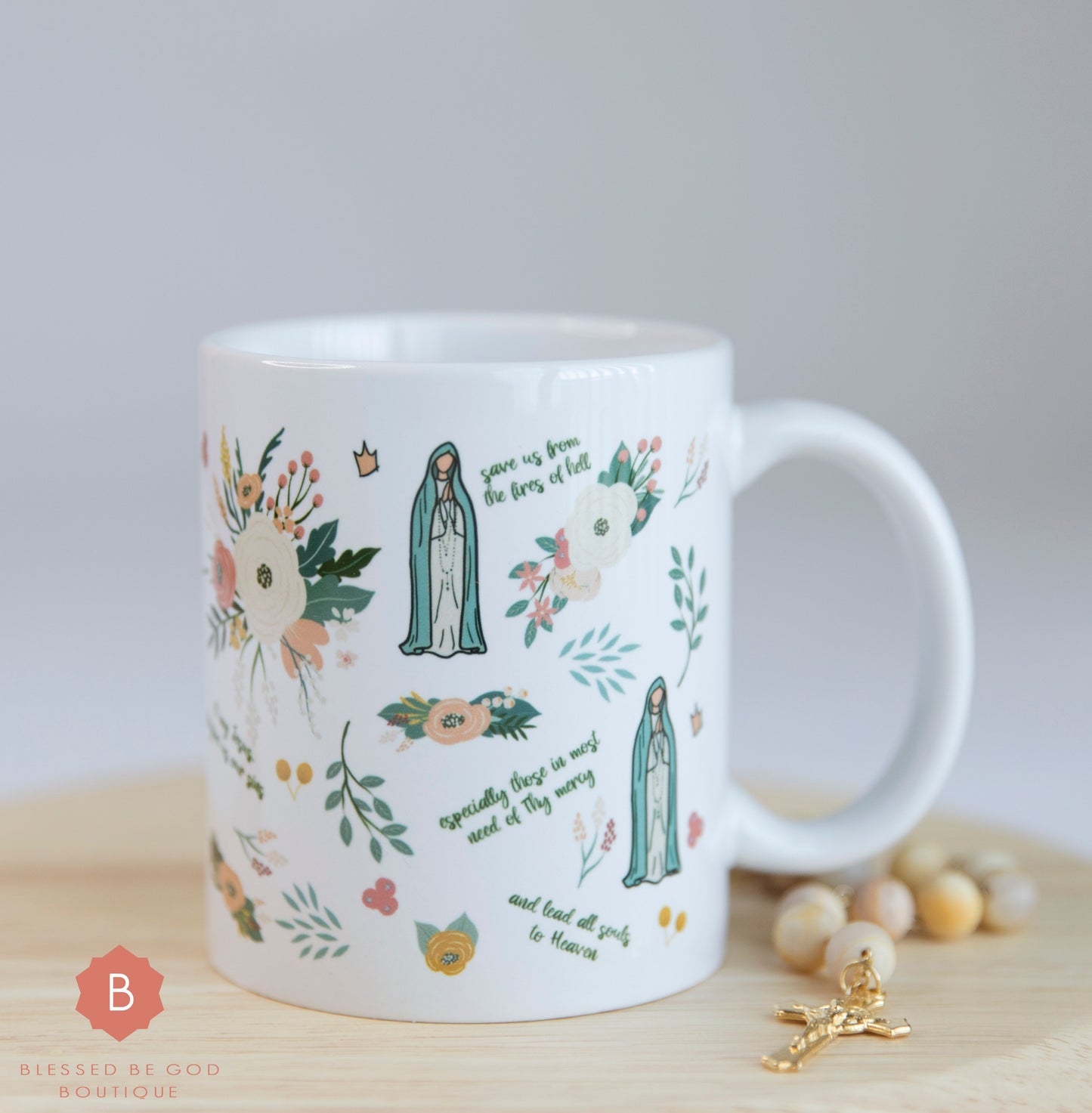 Our Lady of Fatima Catholic Mug, Marian, 11oz cup