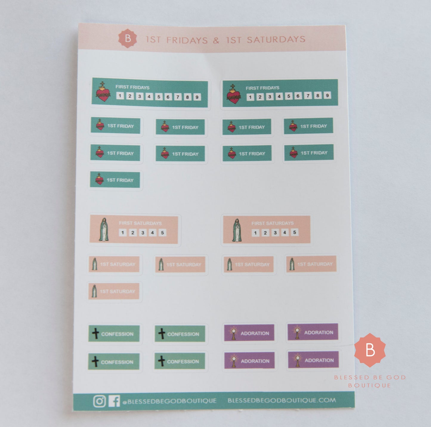 Catholic Planner stickers, First Friday, First Saturday