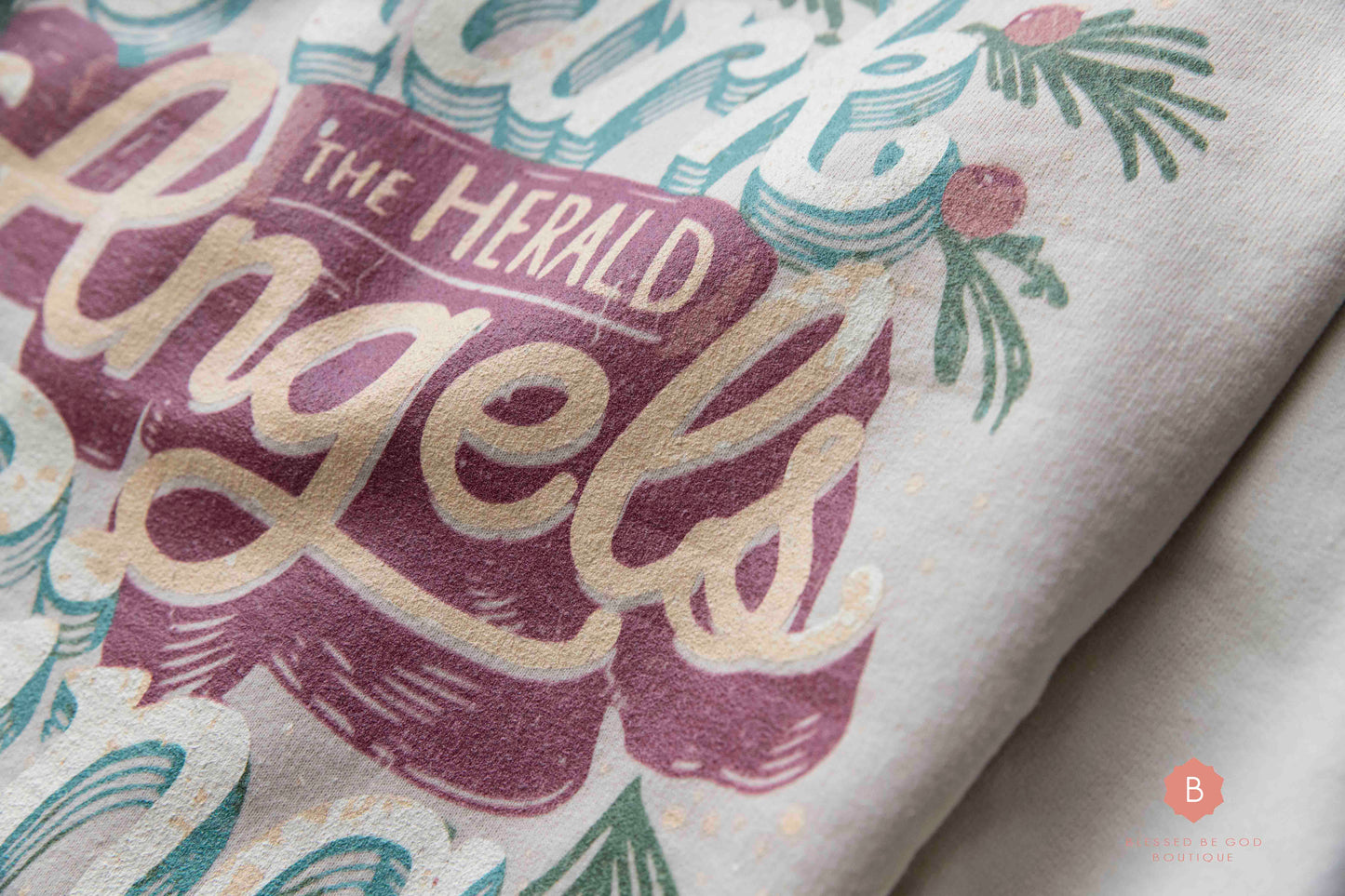 Hark the Herald Angels Sing Distressed Catholic Graphic Sweatshirt