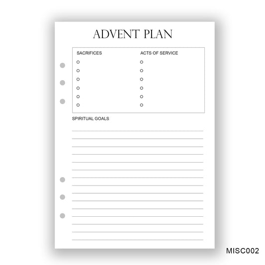 Advent Plan, Journaling Page
