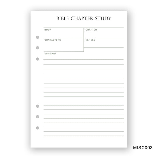 Bible Chapter Study, Journaling Page
