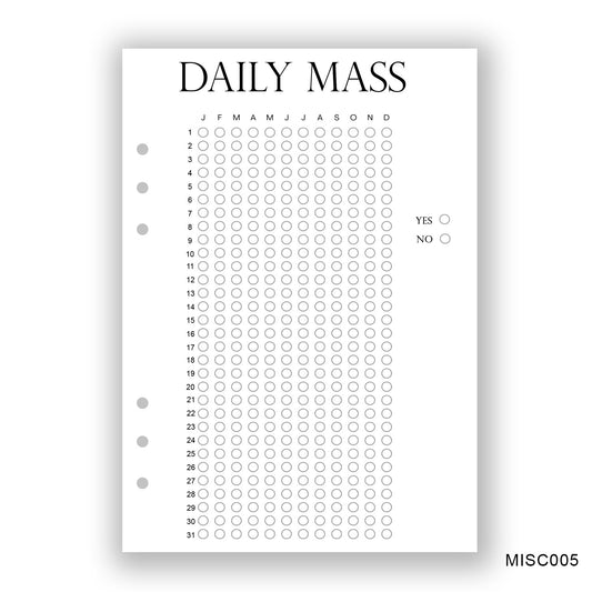 Daily Mass, Journaling Page