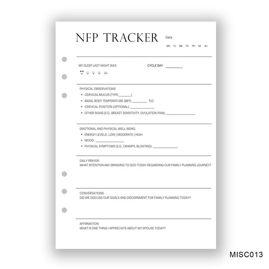 NFP Tracker, Journaling Page