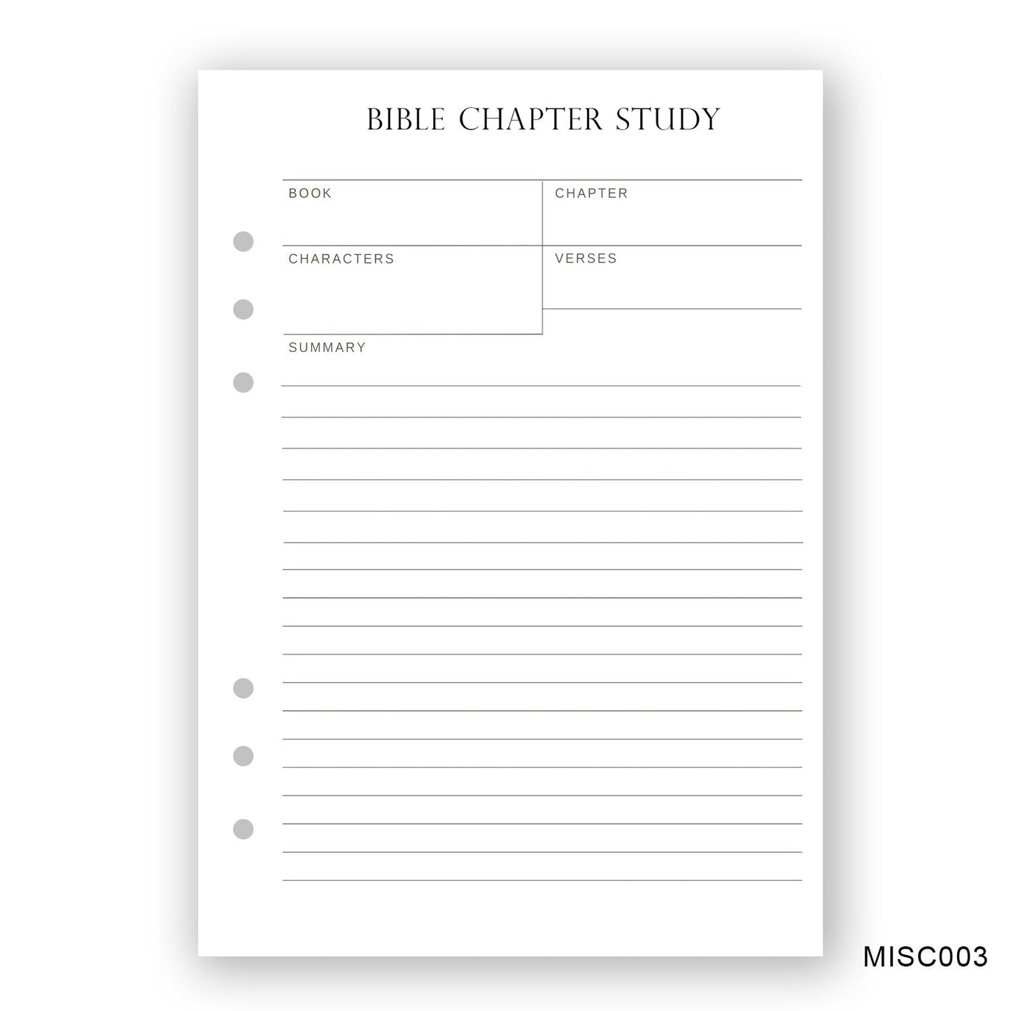 Bible Chapter Study Journaling Page - Paper products