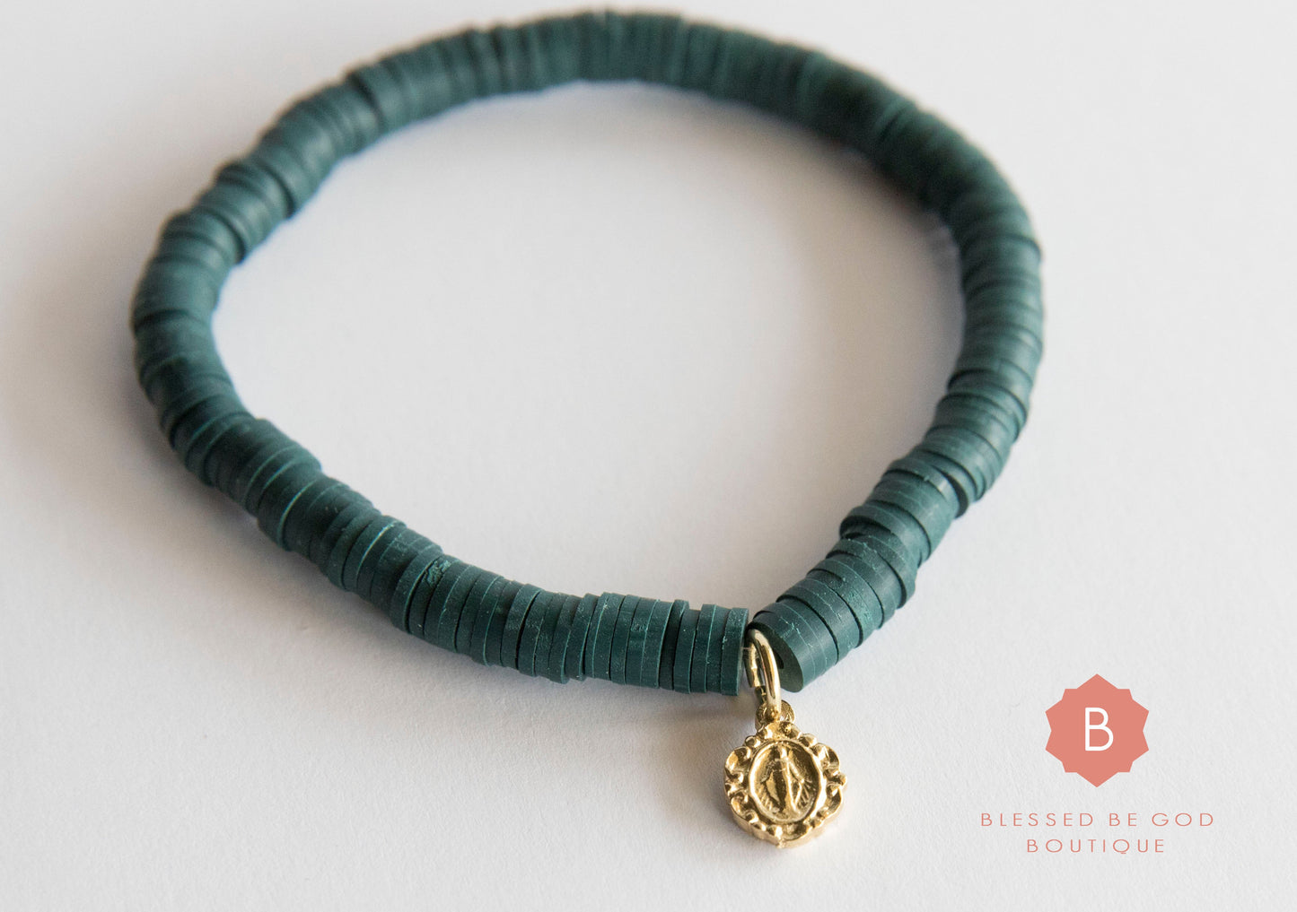 Catholic Heishi bracelet Miraculous Medal - bracelet