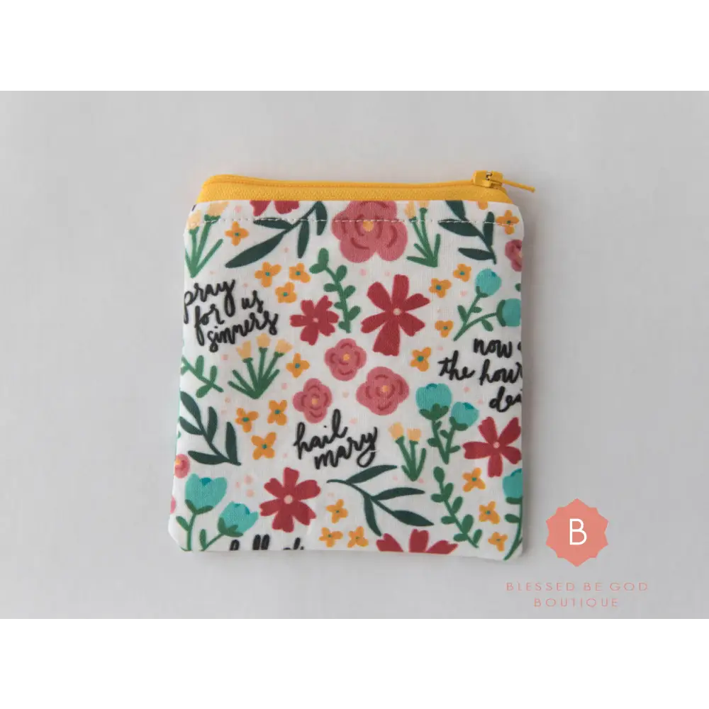Catholic rosary pouch Hail Mary yellow - rosary pouch
