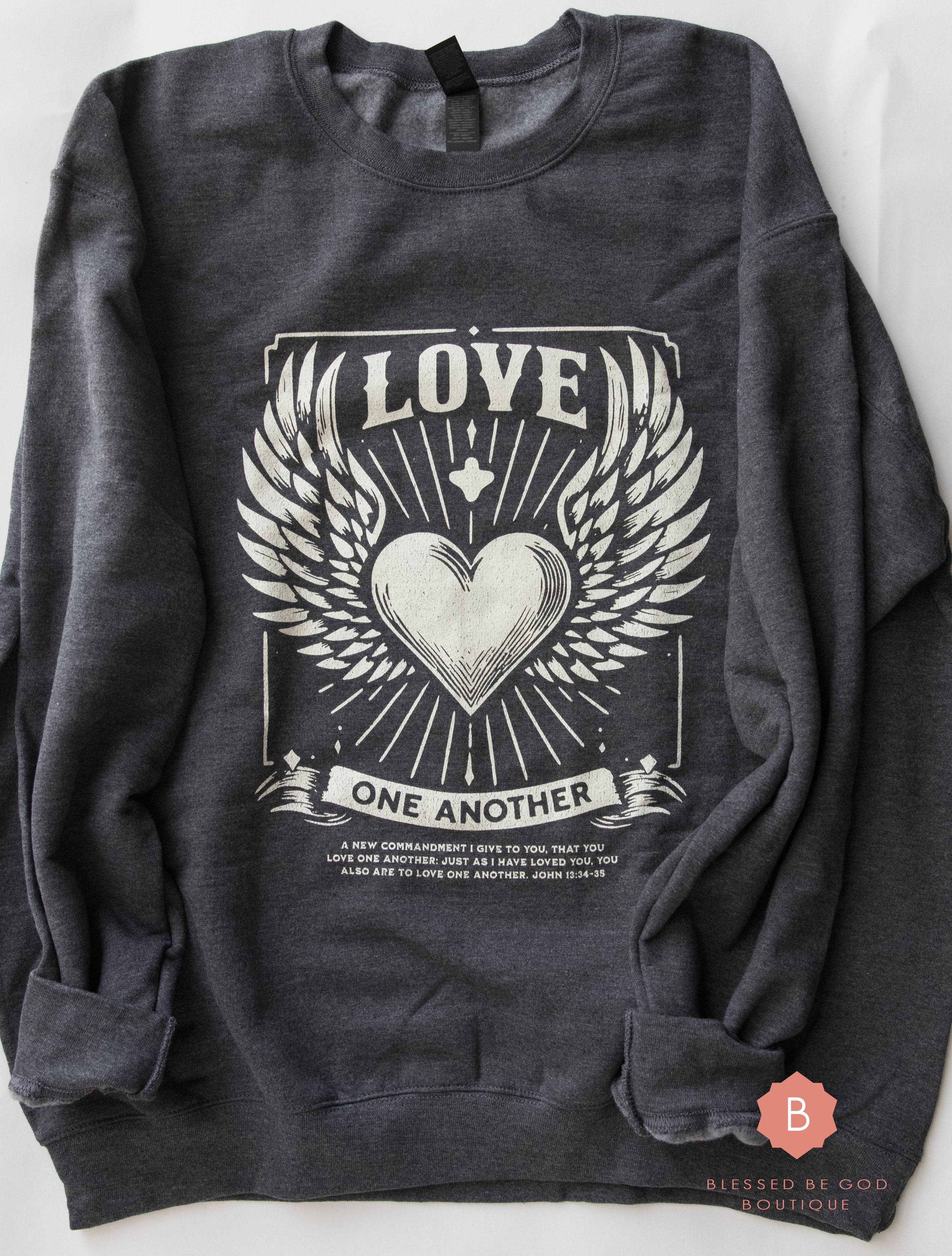 Love One Another Catholic Sweatshirt – blessedbegodboutique