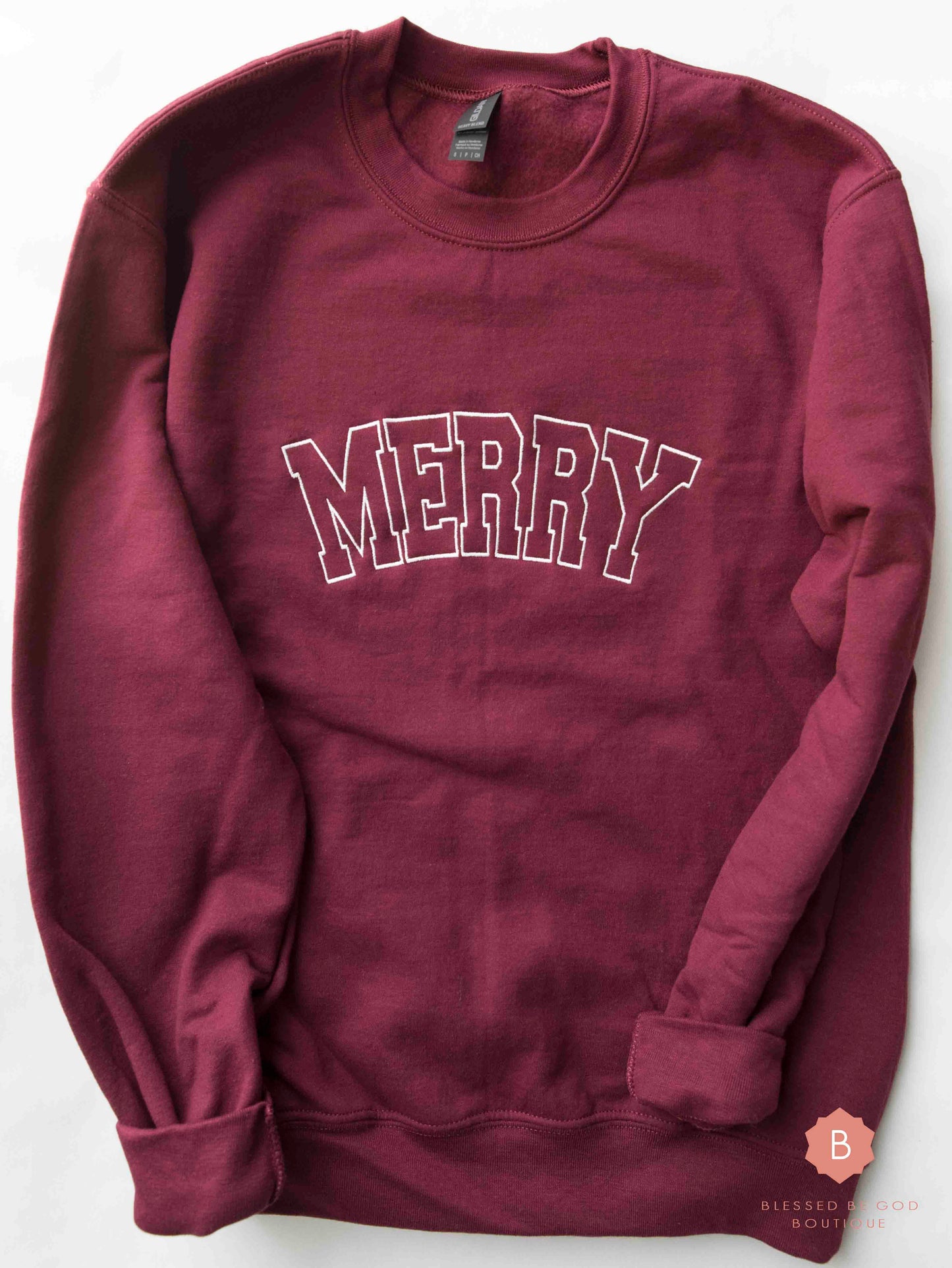 Merry Embroidered Christian Christmas Sweatshirt - Sweatshirt