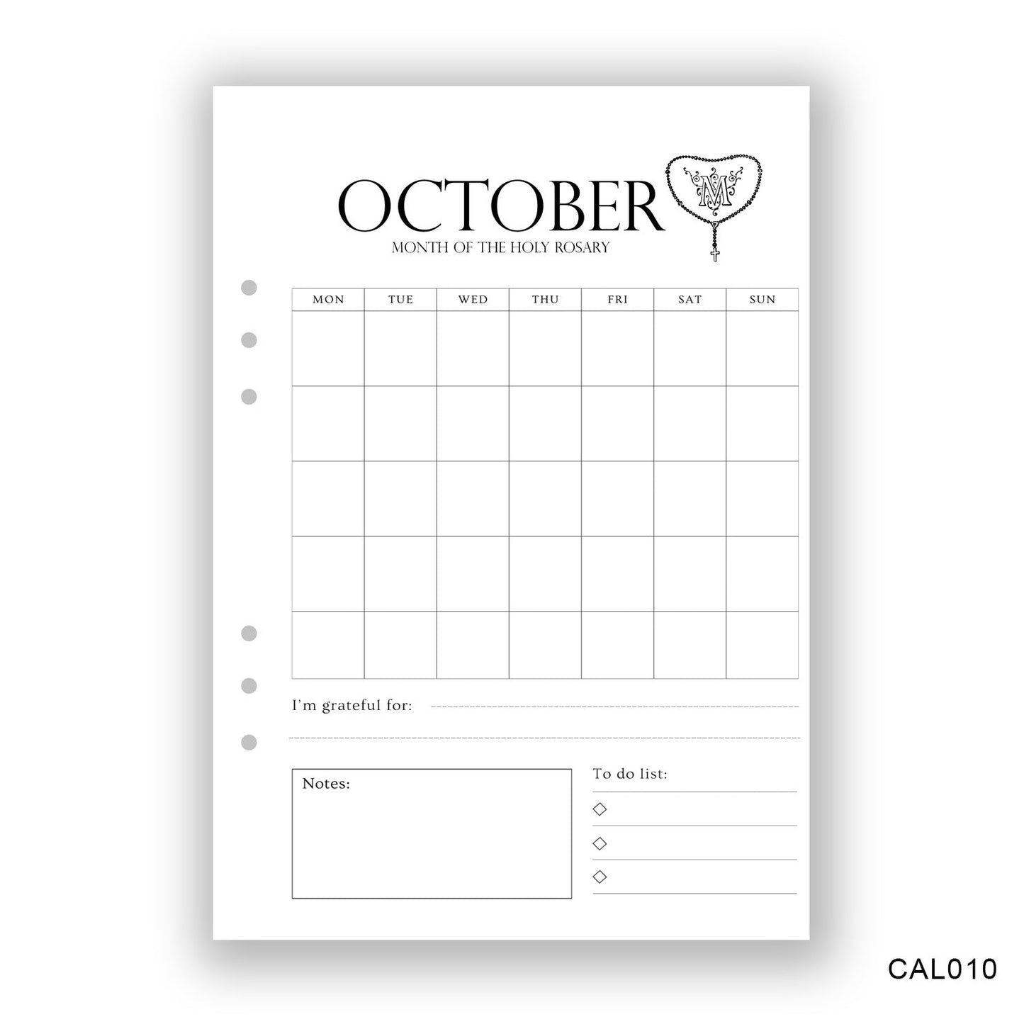 October Journaling Page - Paper products