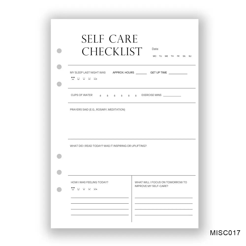 Self-Care Checklist Journaling Page - Paper products