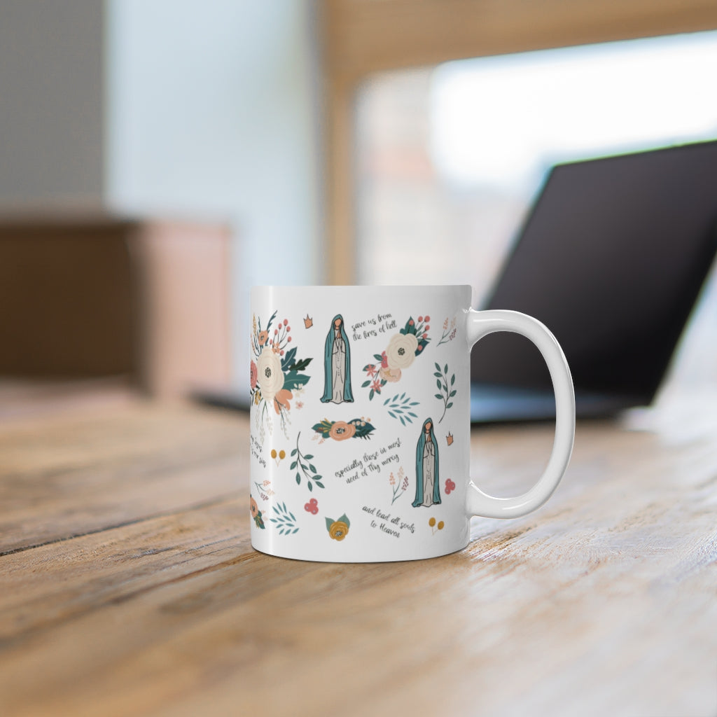Our Lady of Fatima Catholic Mug, Marian, 11oz cup