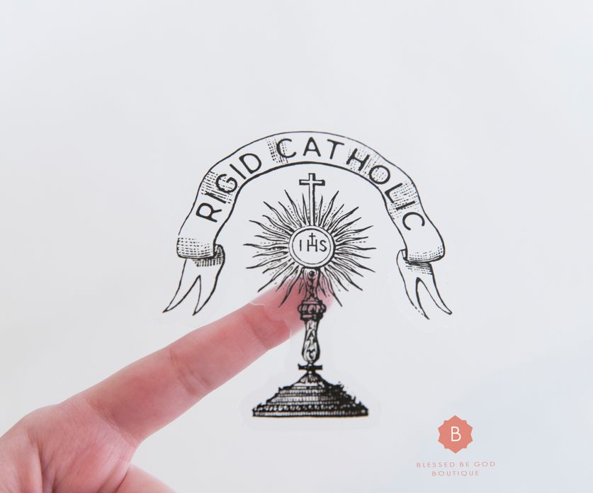 Rigid Catholic Sticker, Clear Vinyl