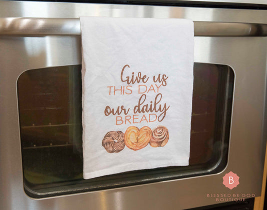 Our Daily Bread Catholic Dish Towel