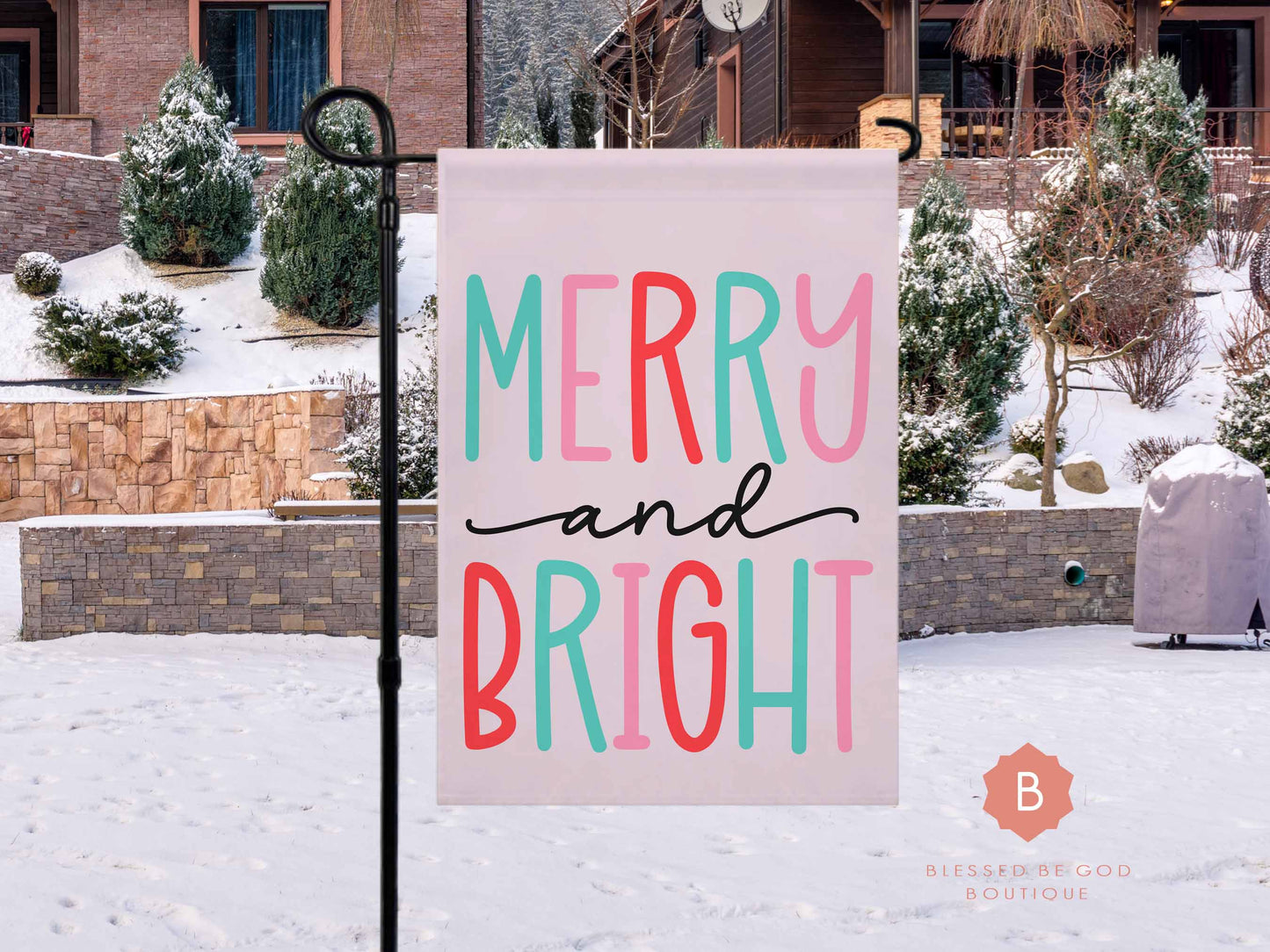 Merry and Bright garden flag