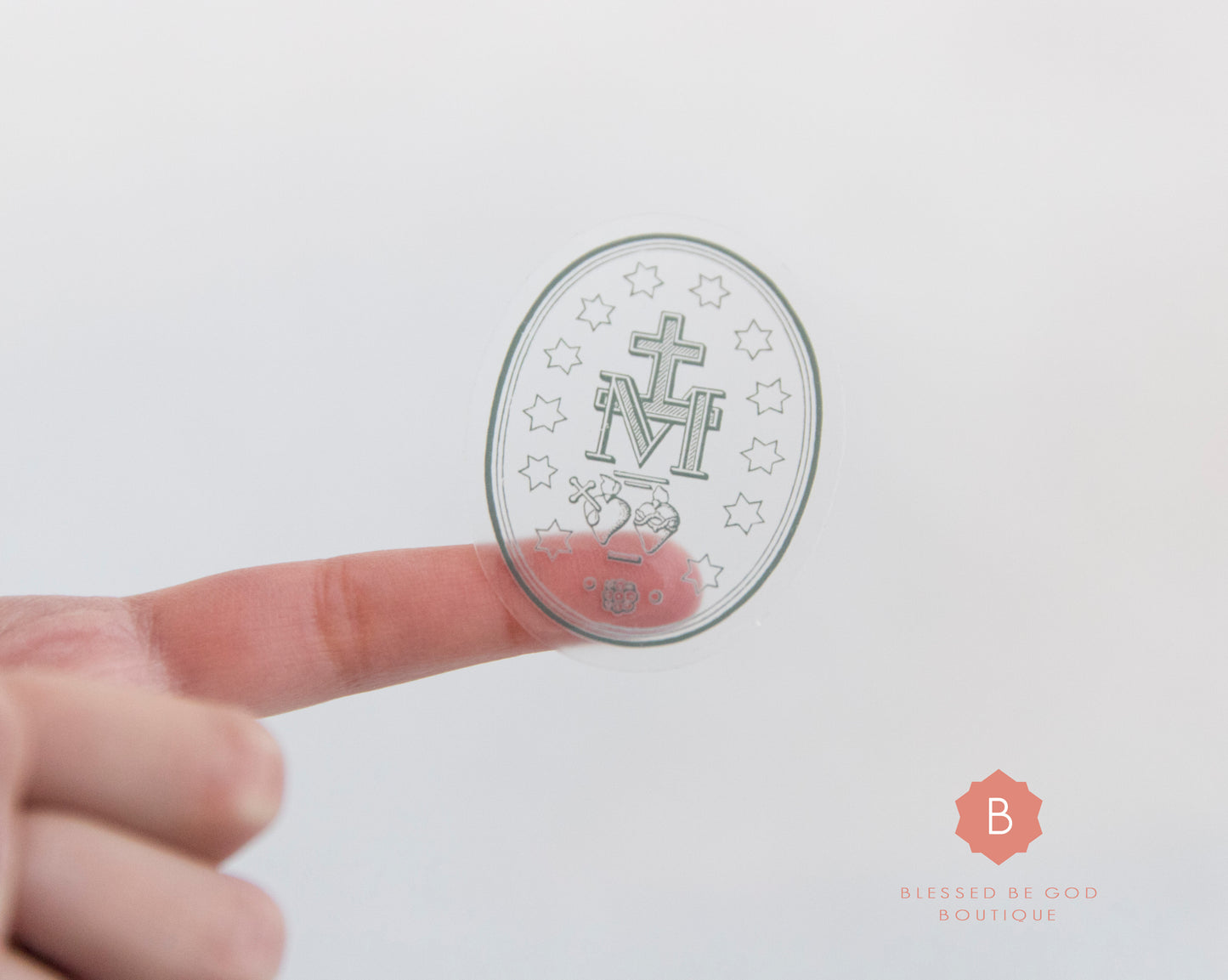 CLEAR Miraculous Medal Sticker