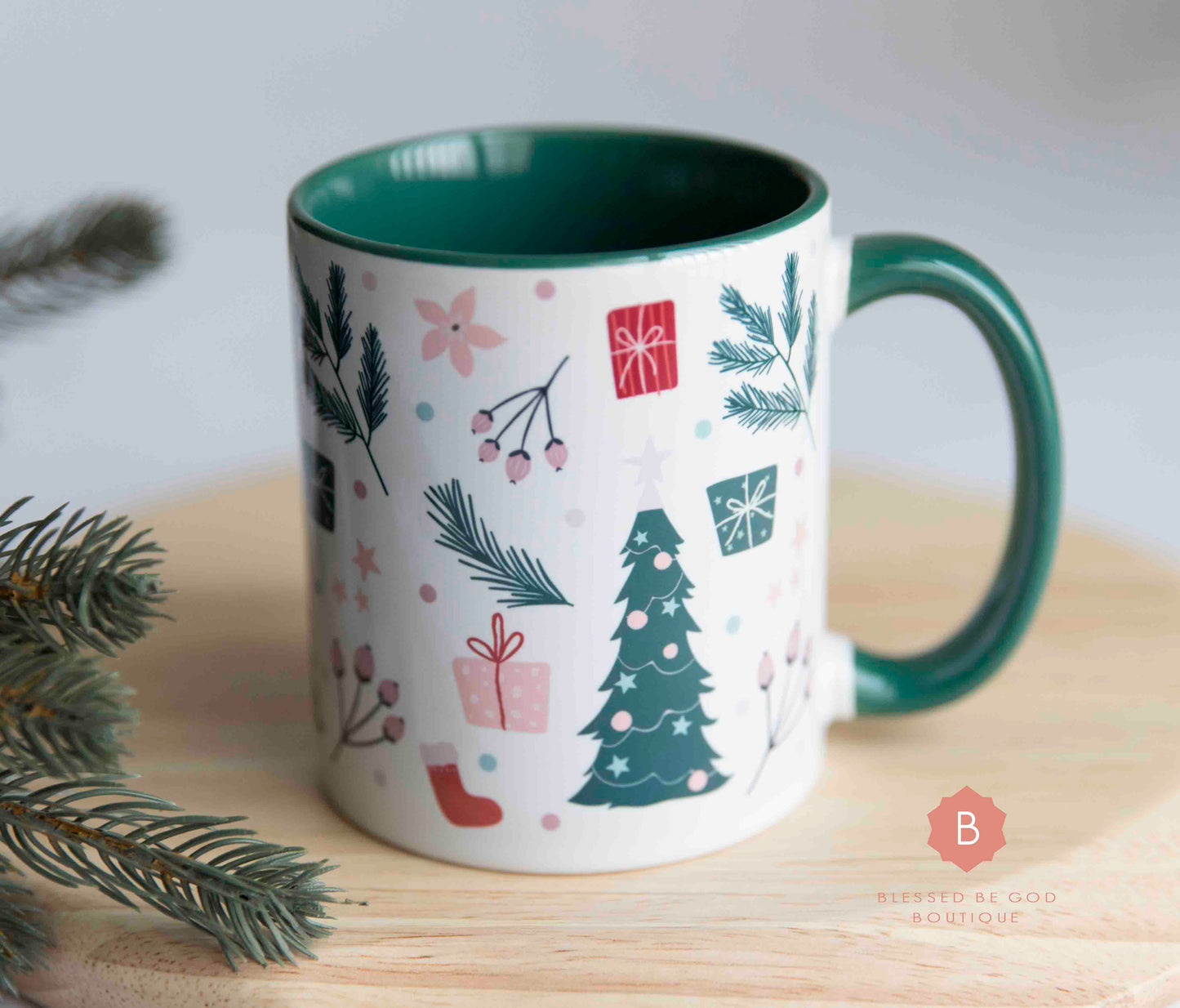 Catholic Christmas Mug, green