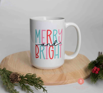 Christmas mug, Merry and Bright