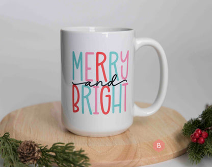 Christmas mug, Merry and Bright