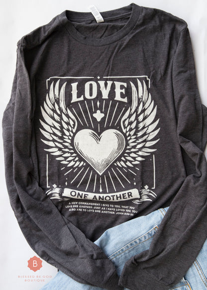 Love One Another Catholic Long Sleeve Tee Shirt