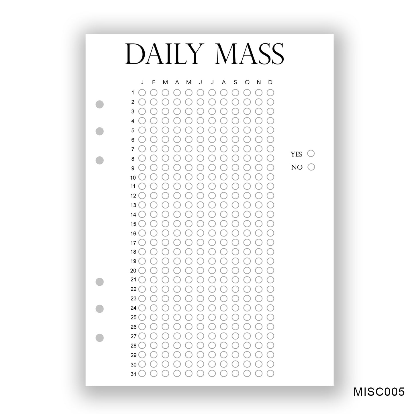 Daily Mass, Journaling Page