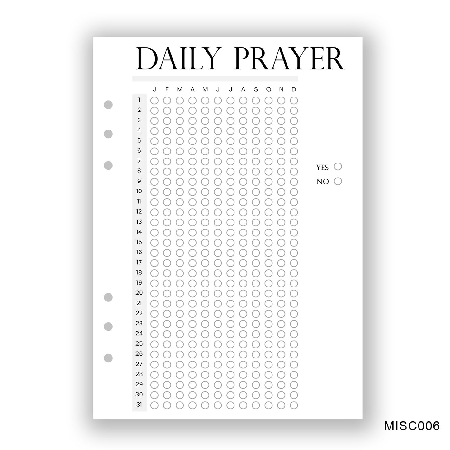 Daily Prayer, Journaling Page