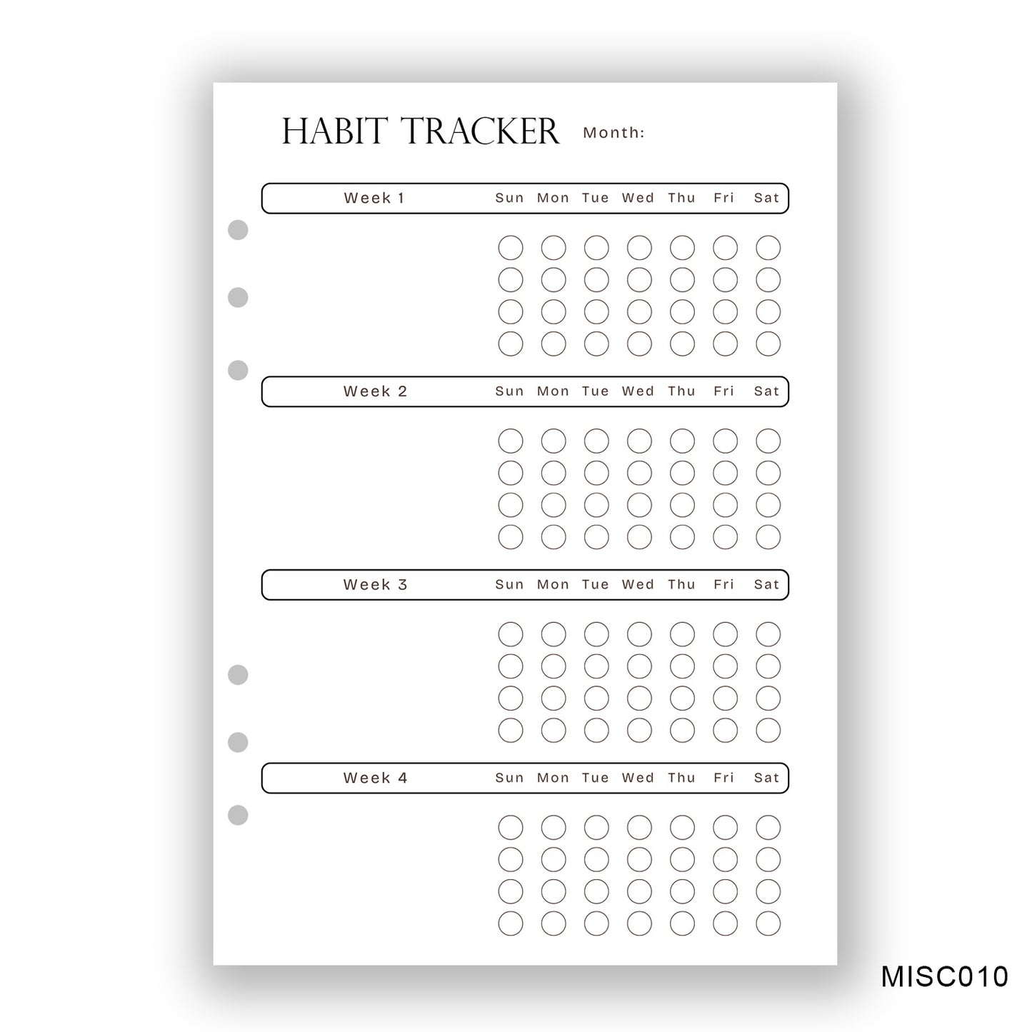 Habit Tracker, Journaling Page