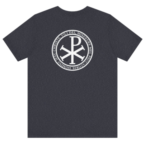 Men's Catholic t-shirt, Jesus Prayer, Chi Rho, Navy - RTS