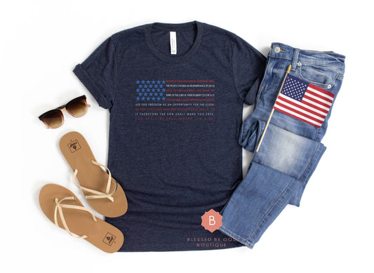 American Flag Catholic scripture t-shirt - Shirts & Tops