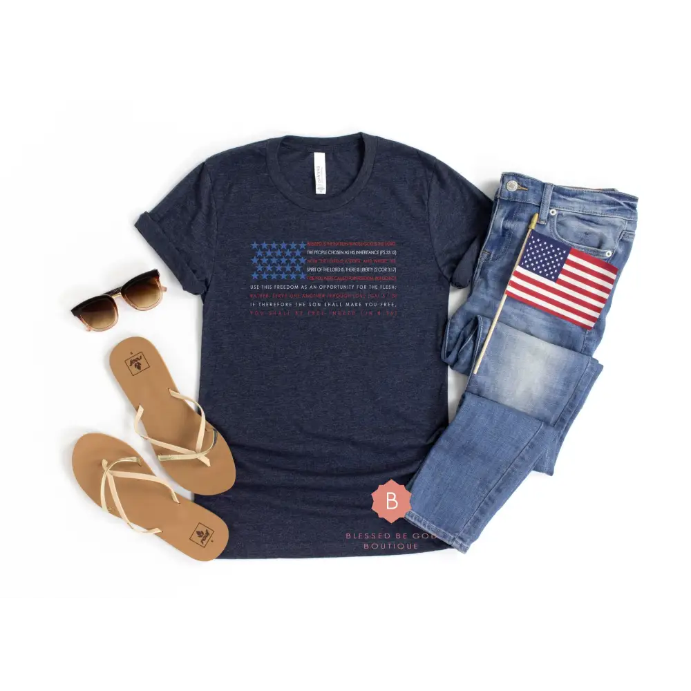 American Flag Catholic scripture t-shirt - Shirts & Tops