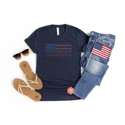 American Flag Catholic scripture t-shirt - Shirts & Tops
