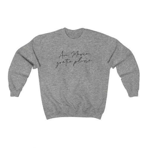 Ave Maria Catholic Sweatshirt Grey White Pink - L / Sport Grey - Sweatshirt