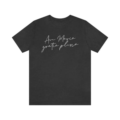 Ave Maria Catholic Women’s tee grey t-shirt - Dark Grey Heather / L - T-Shirt
