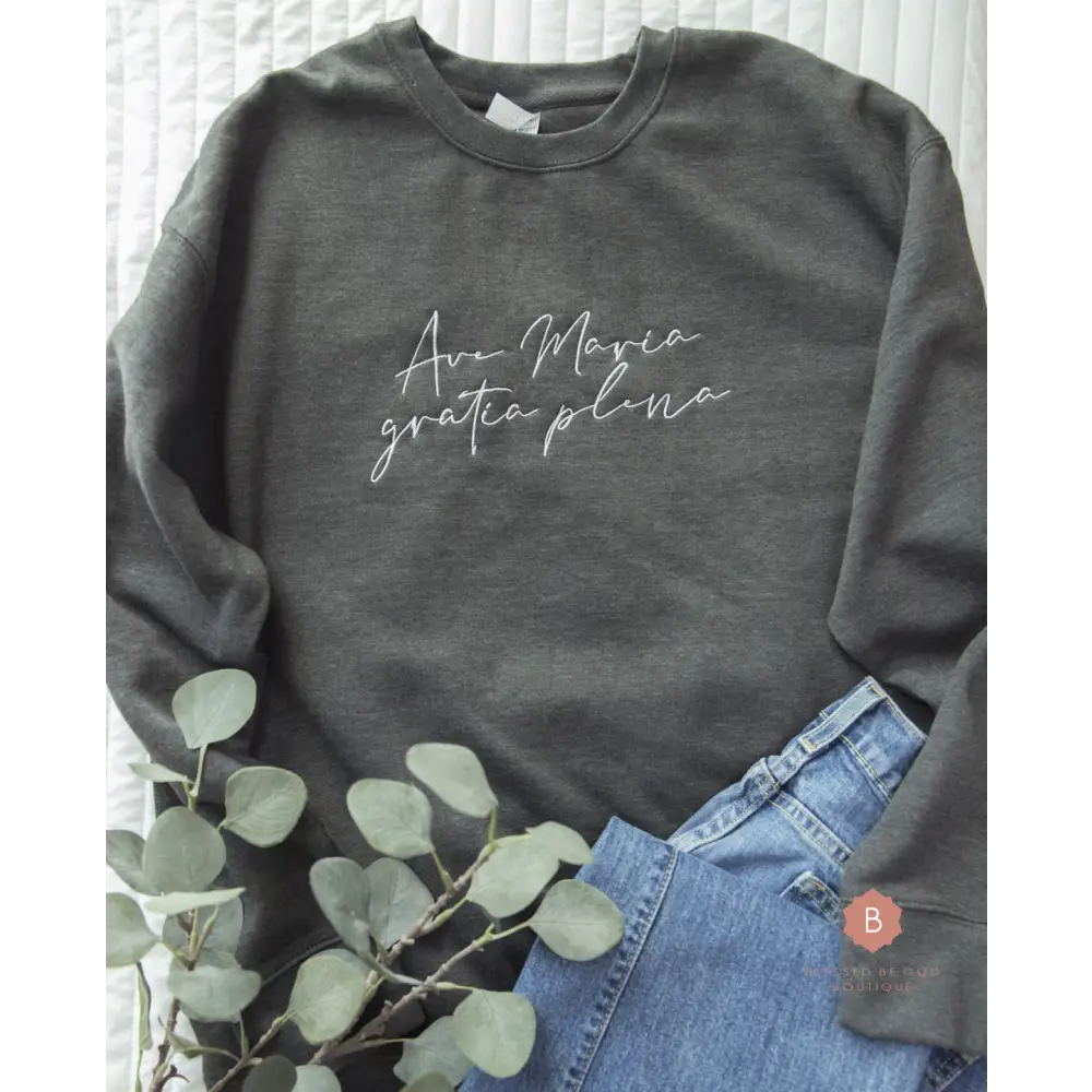 Ave Maria Unisex Premium Sweatshirt Embroidered - Sweatshirt
