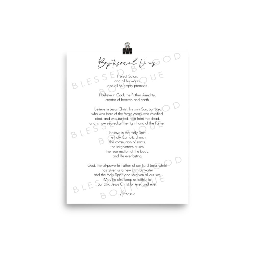 Baptismal Vows Catholic Art 8x10 - Posters Prints & Visual Artwork