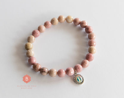 Catholic bracelet Miraculous Medal pink - bracelet