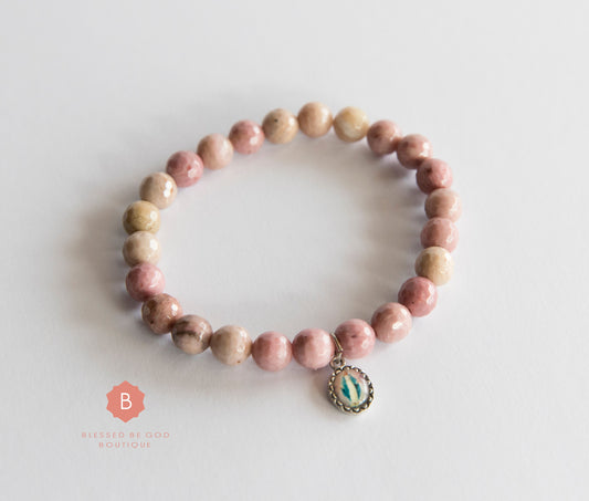 Catholic bracelet Miraculous Medal pink - bracelet