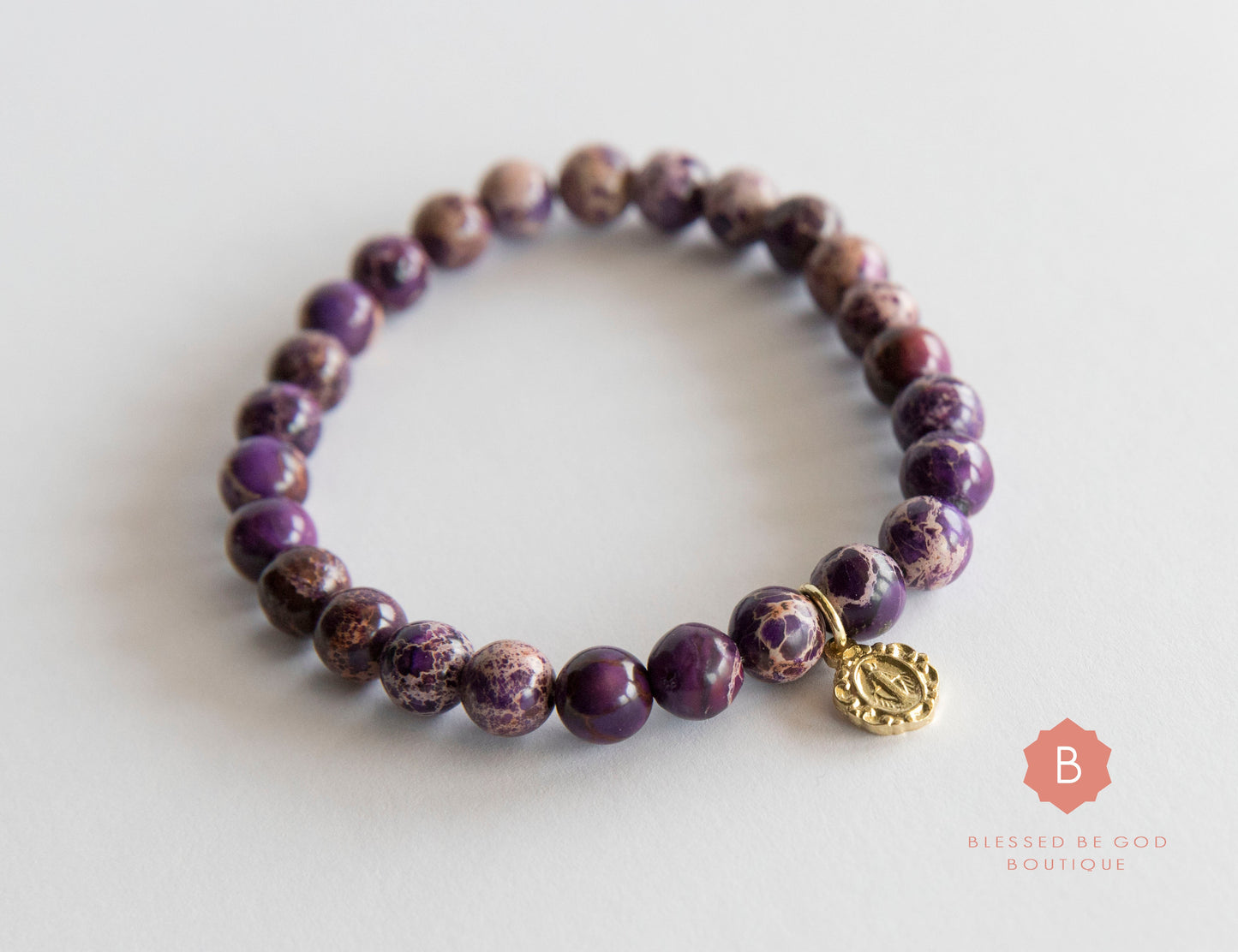 Catholic bracelet Miraculous Medal purple - bracelet