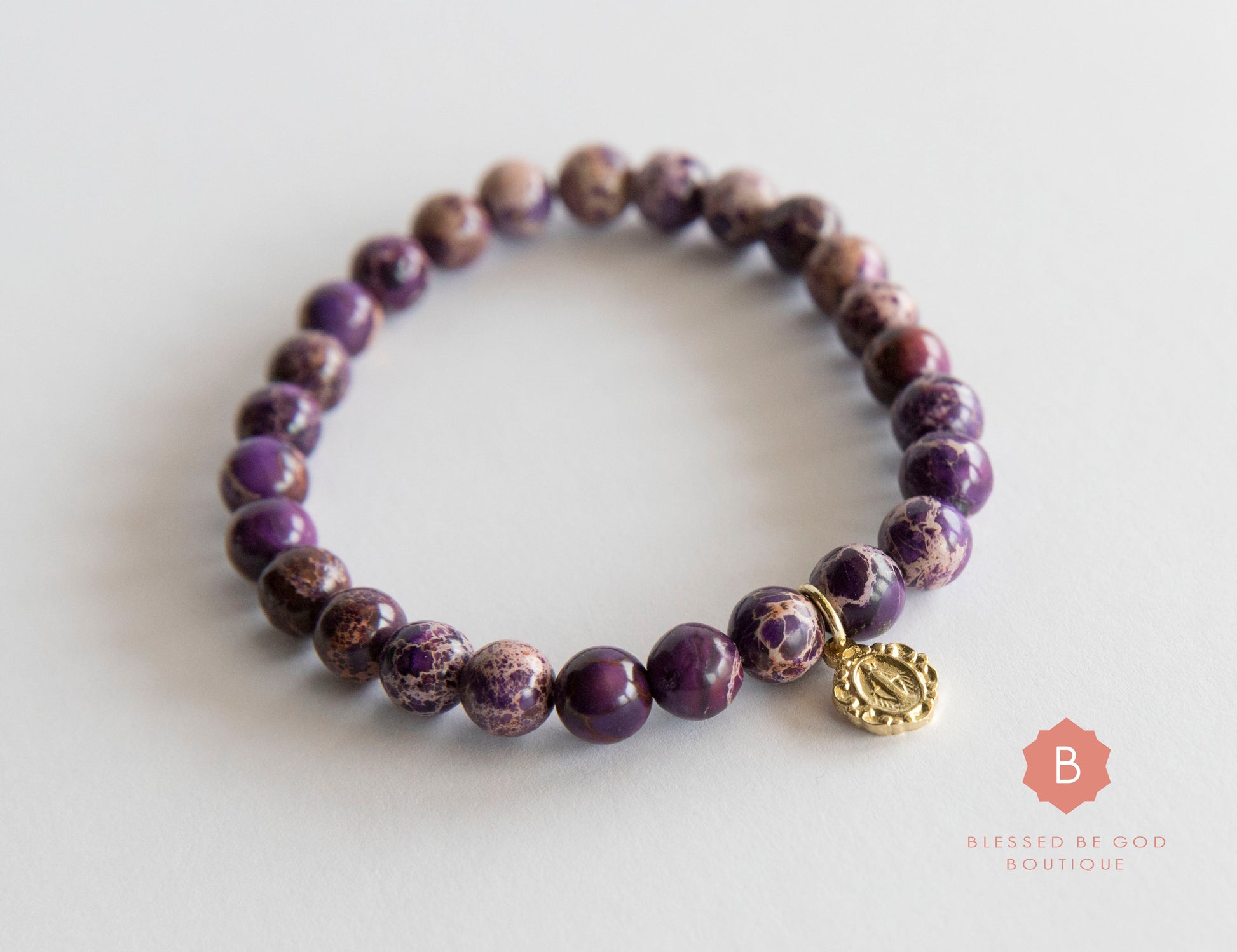 Catholic bracelet Miraculous Medal purple - bracelet