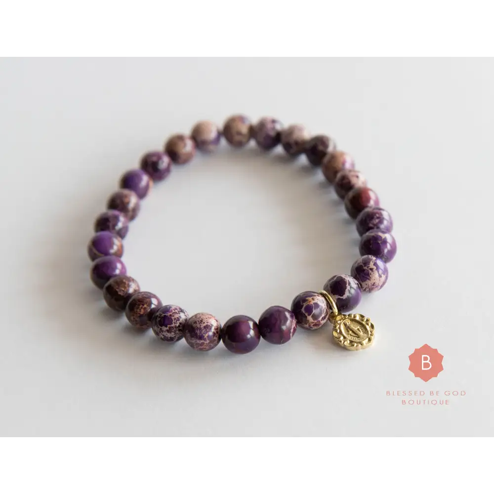 Catholic bracelet Miraculous Medal purple - bracelet