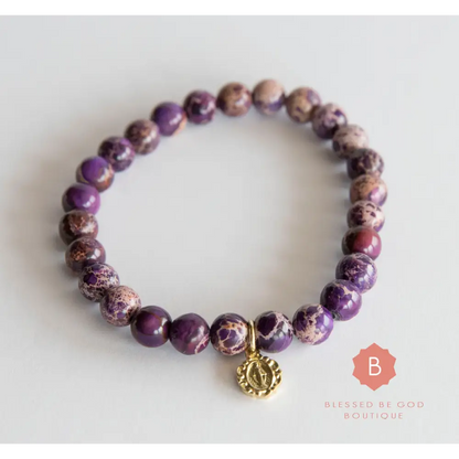 Catholic bracelet Miraculous Medal purple - bracelet