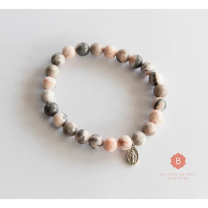 Catholic bracelet Miraculous Medal zebra jasper - bracelet