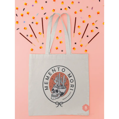 Catholic Canvas Tote Memento Mori - 15’’ x 16’’ / Natural - Bags