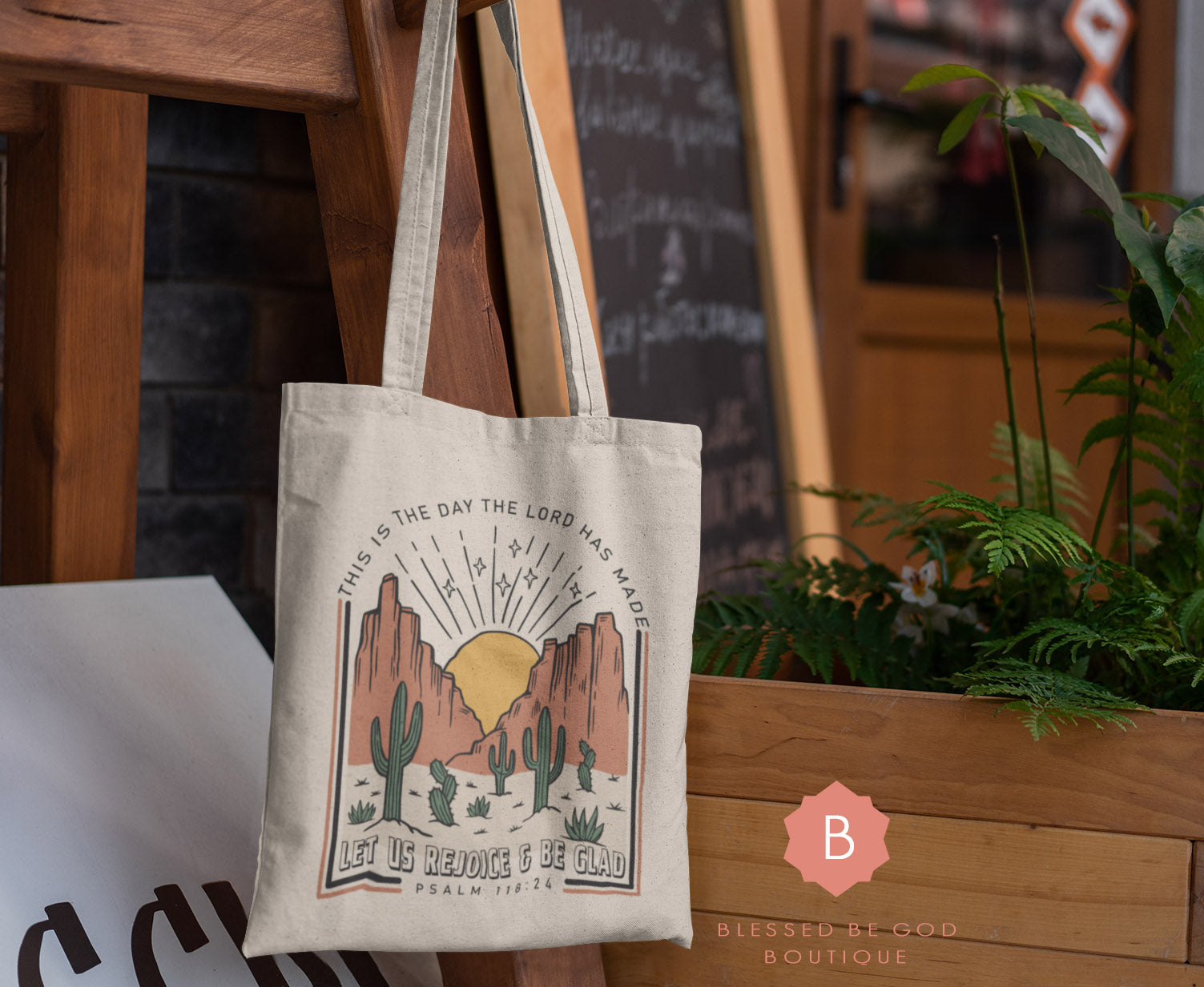 Catholic Canvas Tote Psalm 118 - 15’’ x 16’’ / Natural - Bags