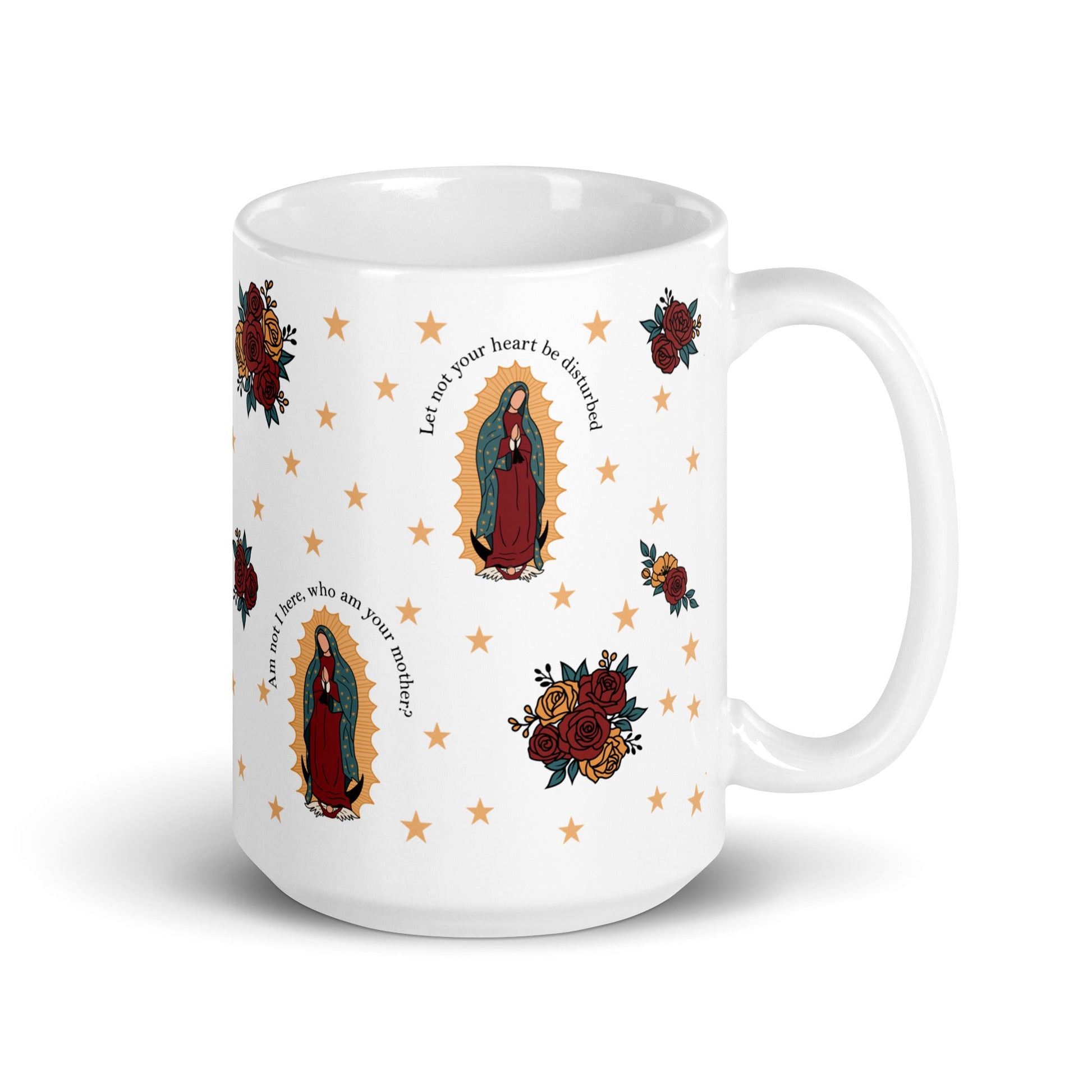 Catholic Coffee Mug Our Lady of Guadalupe Marian Mug Hail Mary Prayer 15oz cup Catholic Gift Our Lady of Fatima Lourdes