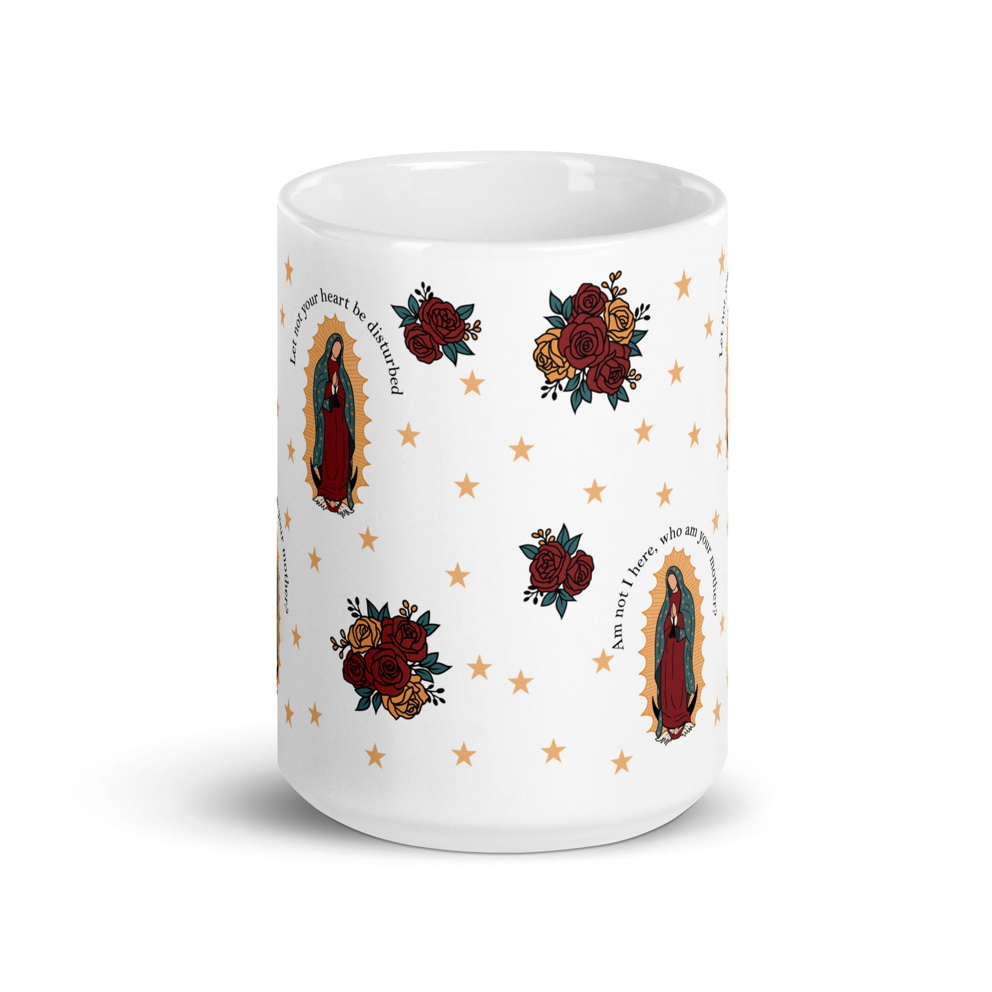 Catholic Coffee Mug Our Lady of Guadalupe Marian Mug Hail Mary Prayer 15oz cup Catholic Gift Our Lady of Fatima Lourdes