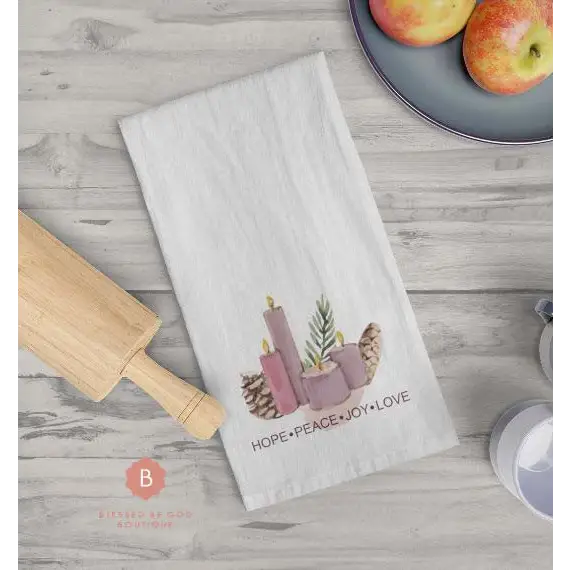 Catholic Dish Towel Advent - White / 28’’ × 28’’ - Home Decor