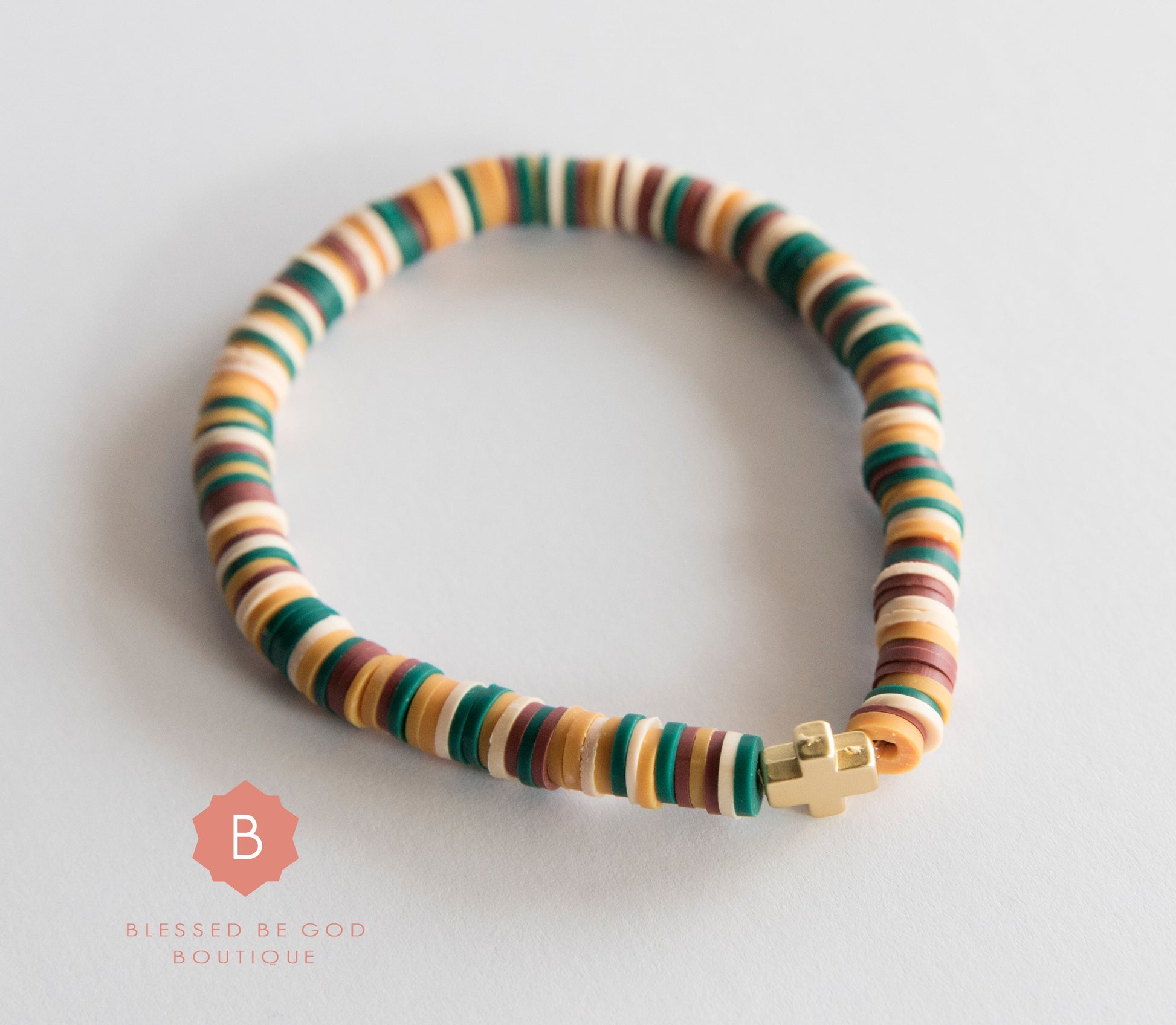 Catholic Heishi bracelet cross multi - bracelet