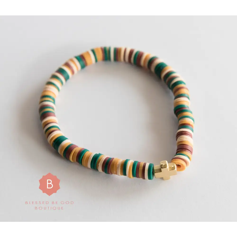 Catholic Heishi bracelet cross multi - bracelet
