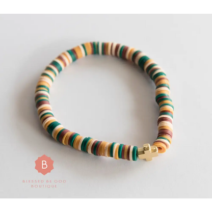 Catholic Heishi bracelet cross multi - bracelet